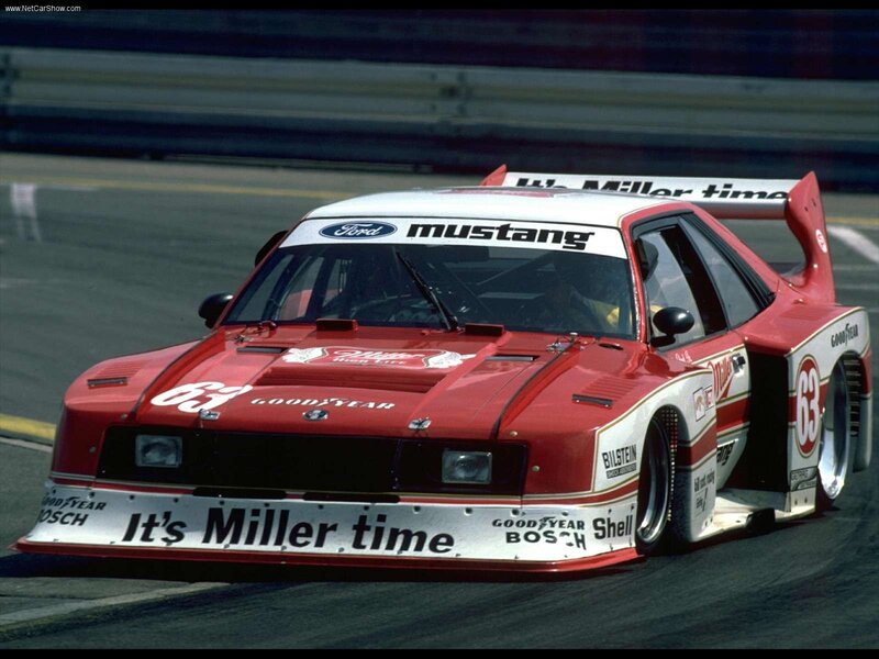 Ford Mustang race car on track