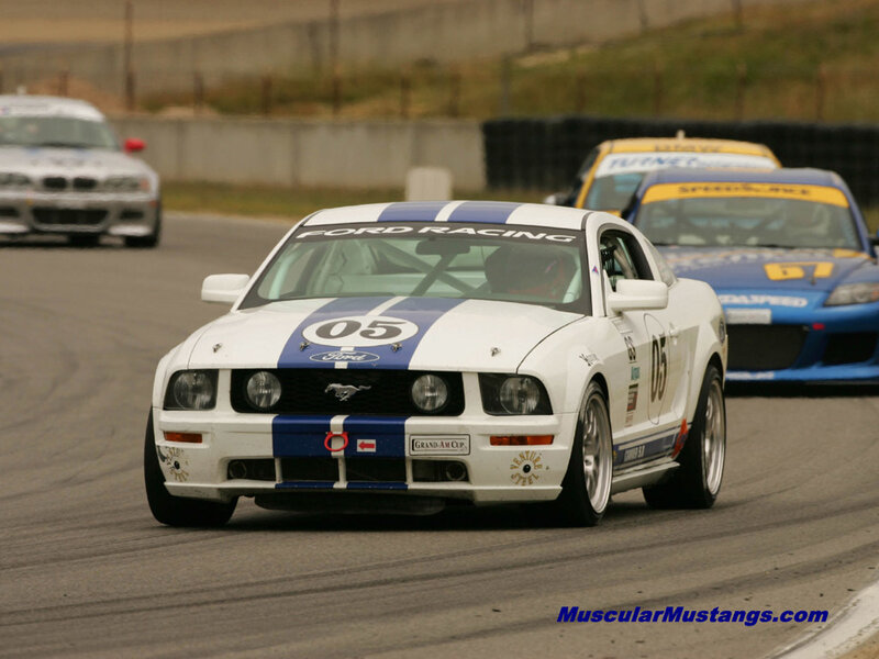 Ford Mustang racing on track