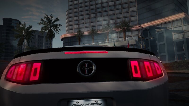 Ford Mustang rear view in city