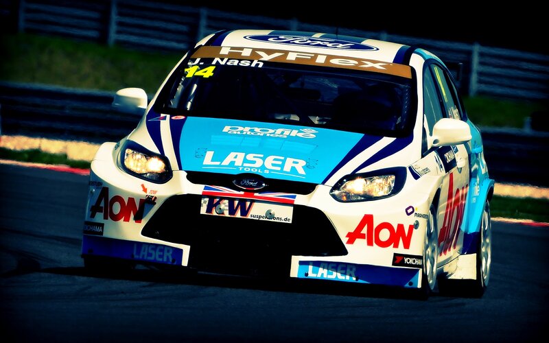 Ford race car on track