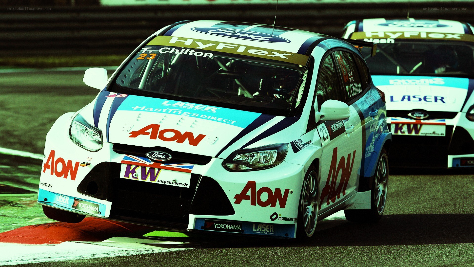 Ford racing car on track