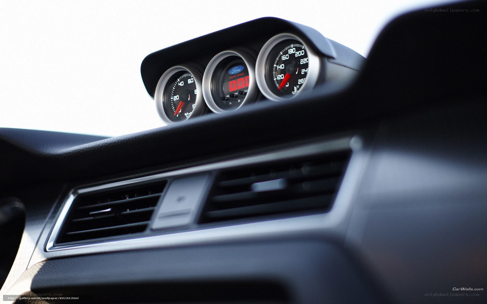 Ford Racing gauges in car interior