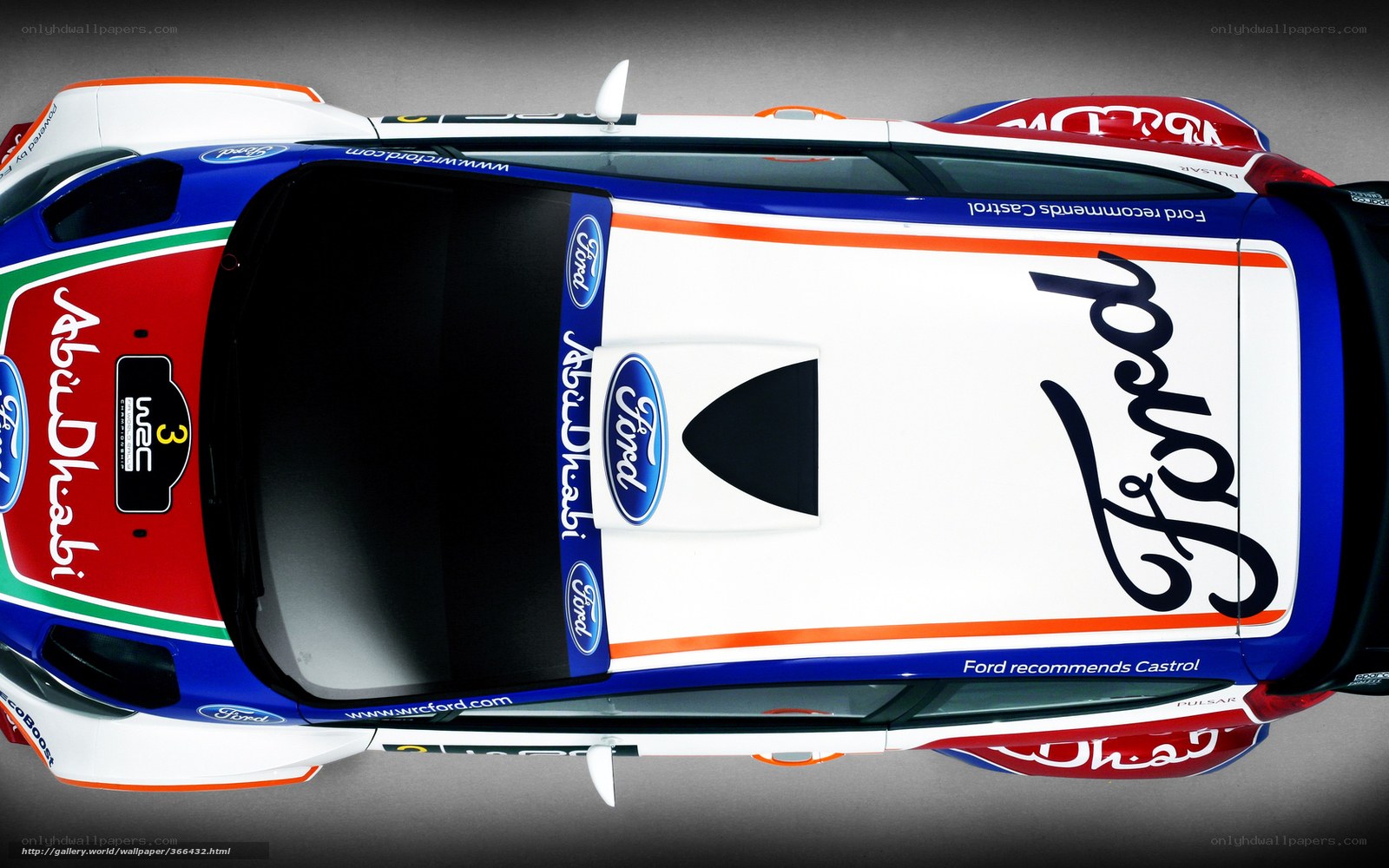Ford rally car from above