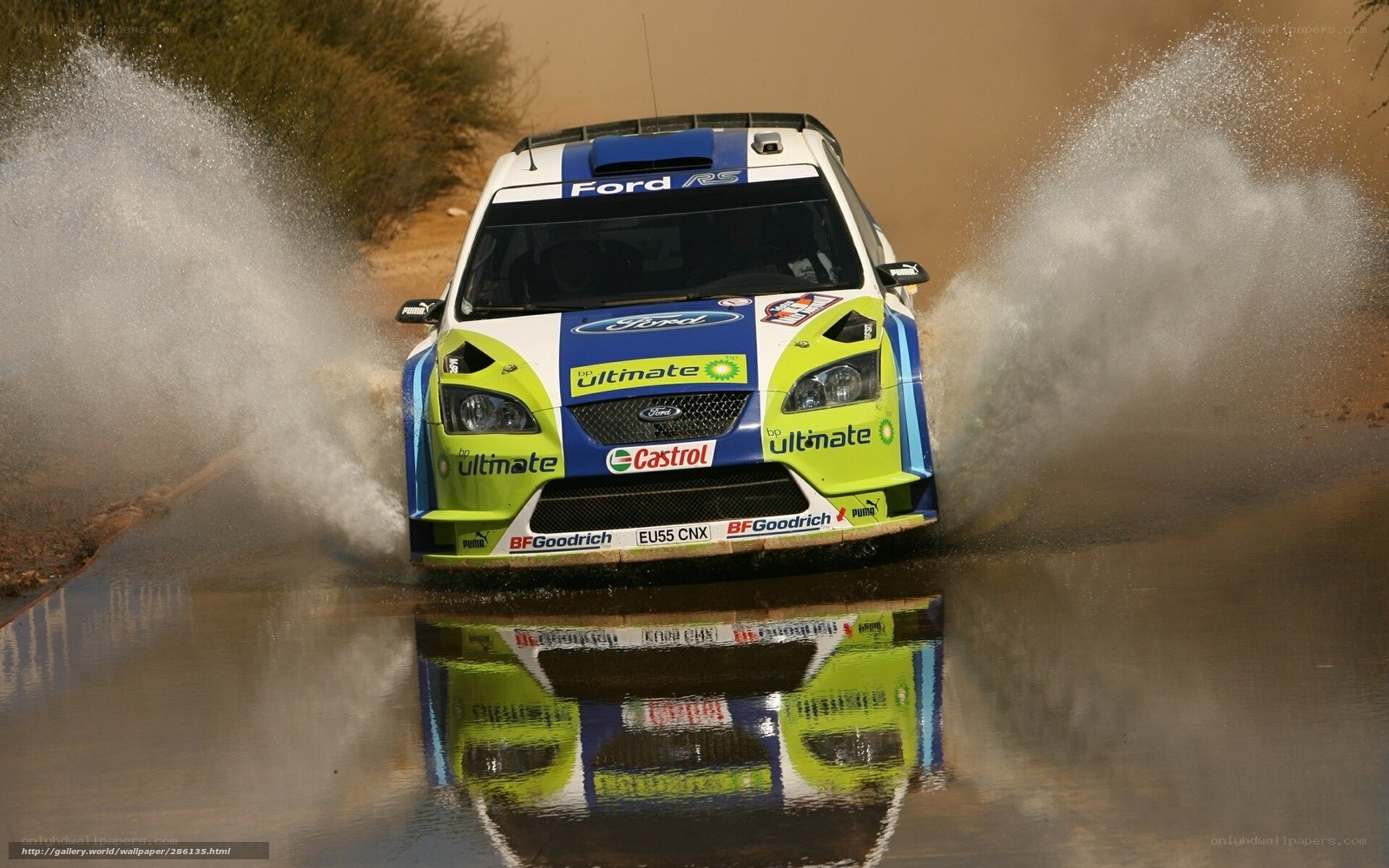 Ford rally car in water
