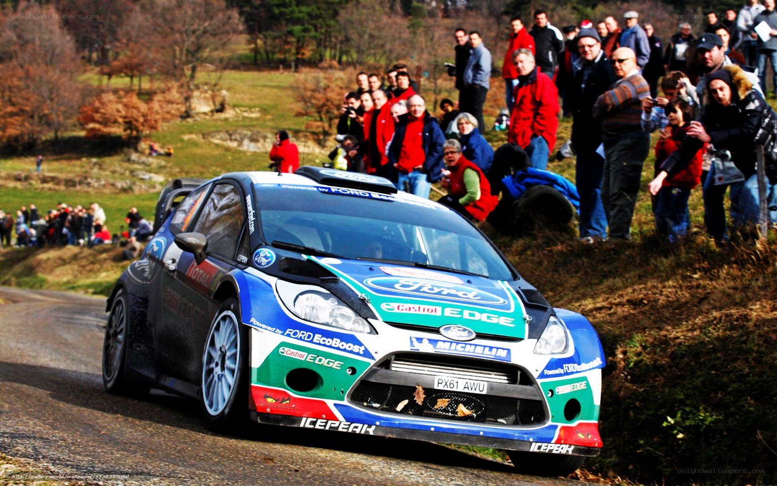 Ford rally car on a road