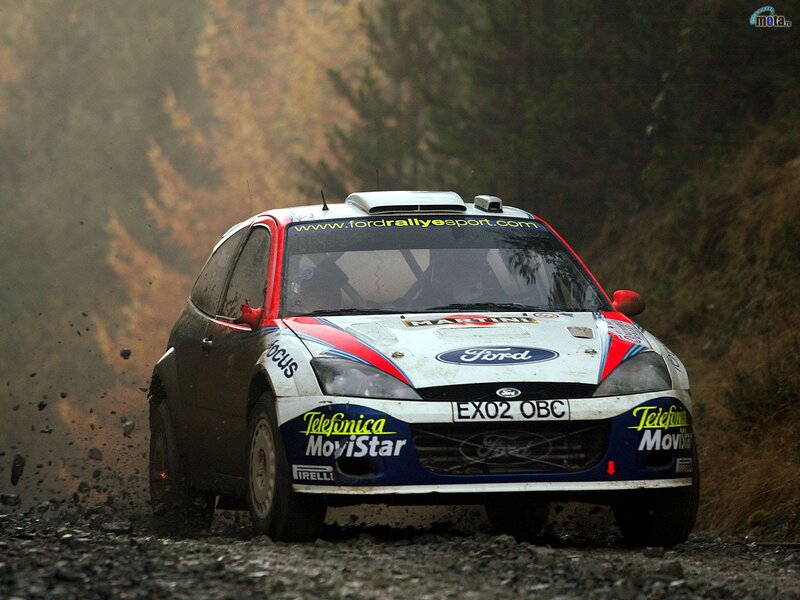 Ford rally car on dirt road