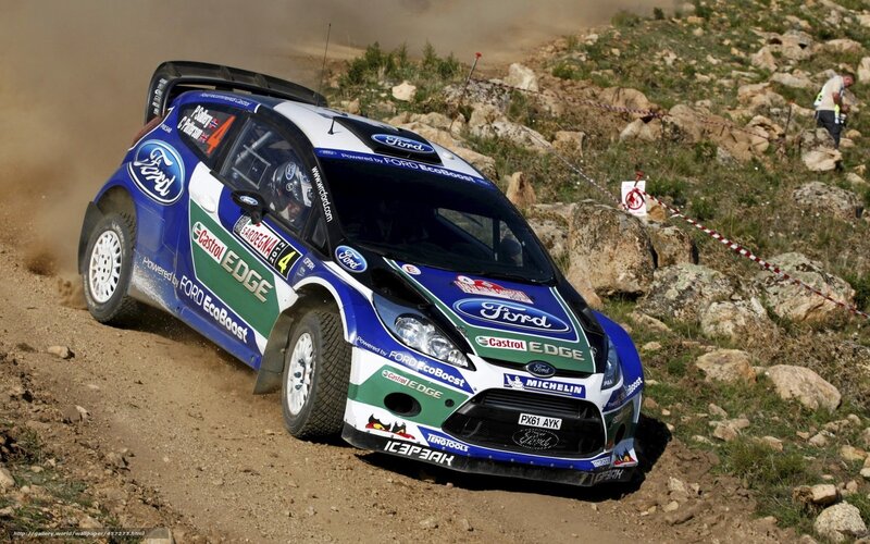 Ford rally car on dirt track