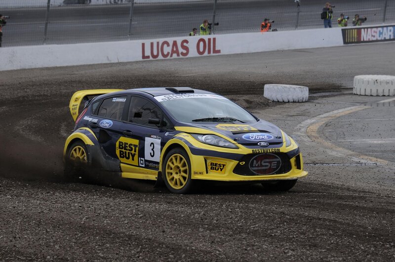 Ford rally car on dirt track