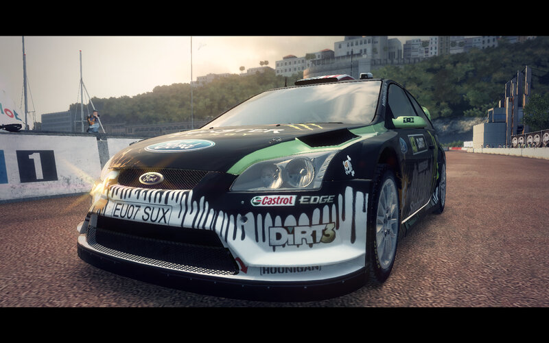 Ford rally car on track