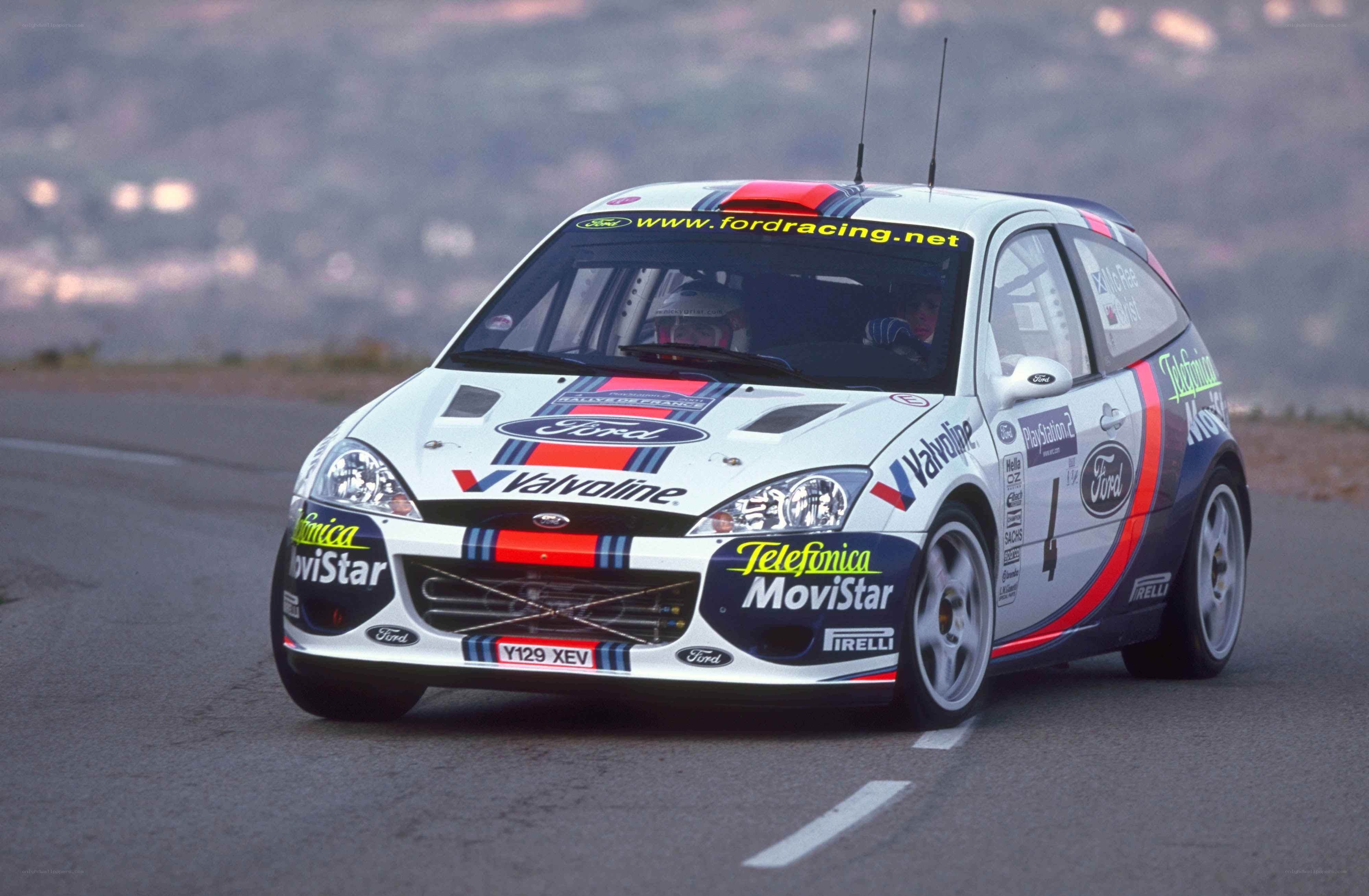 Ford rally car on track