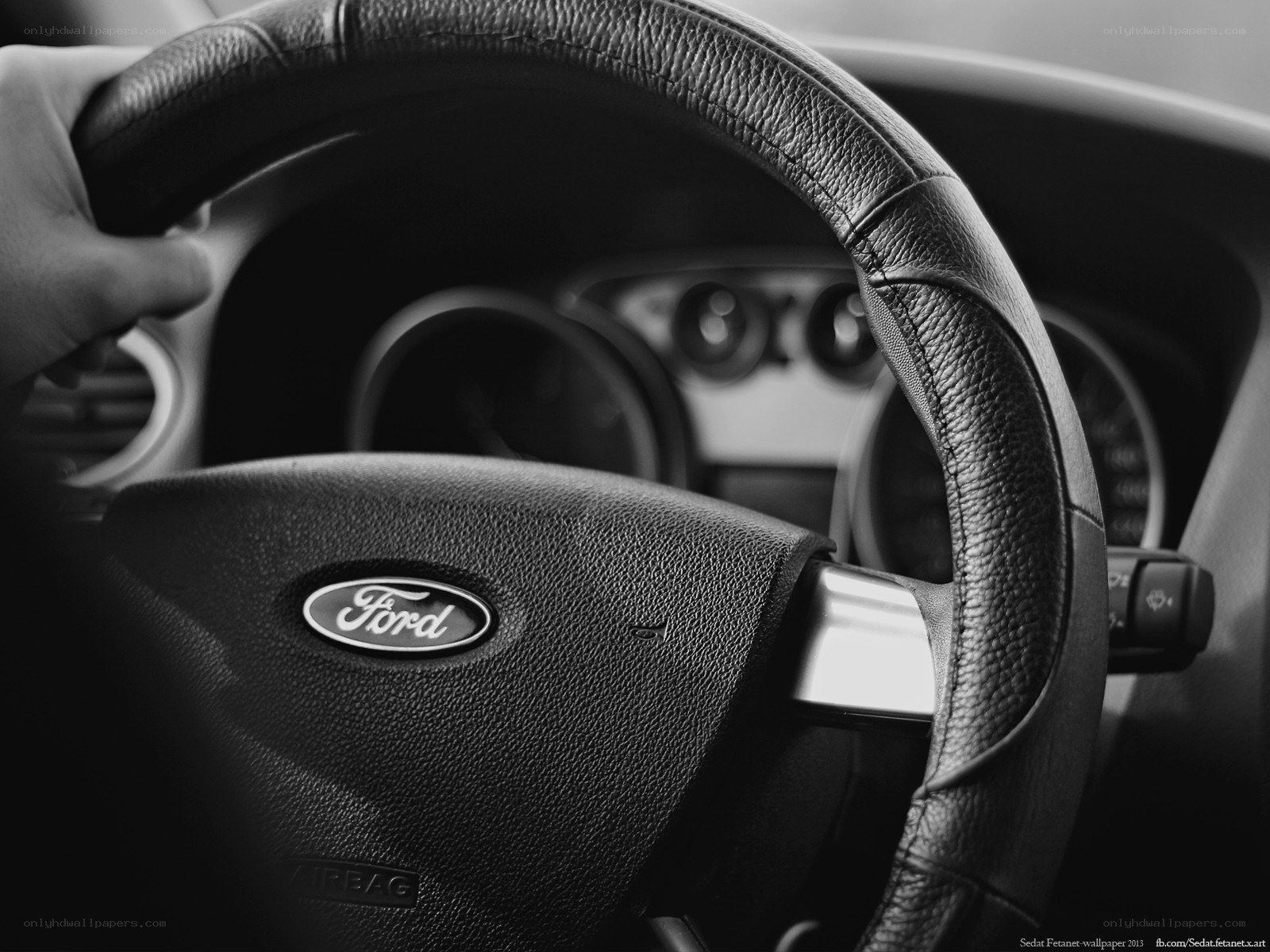 Ford steering wheel close-up