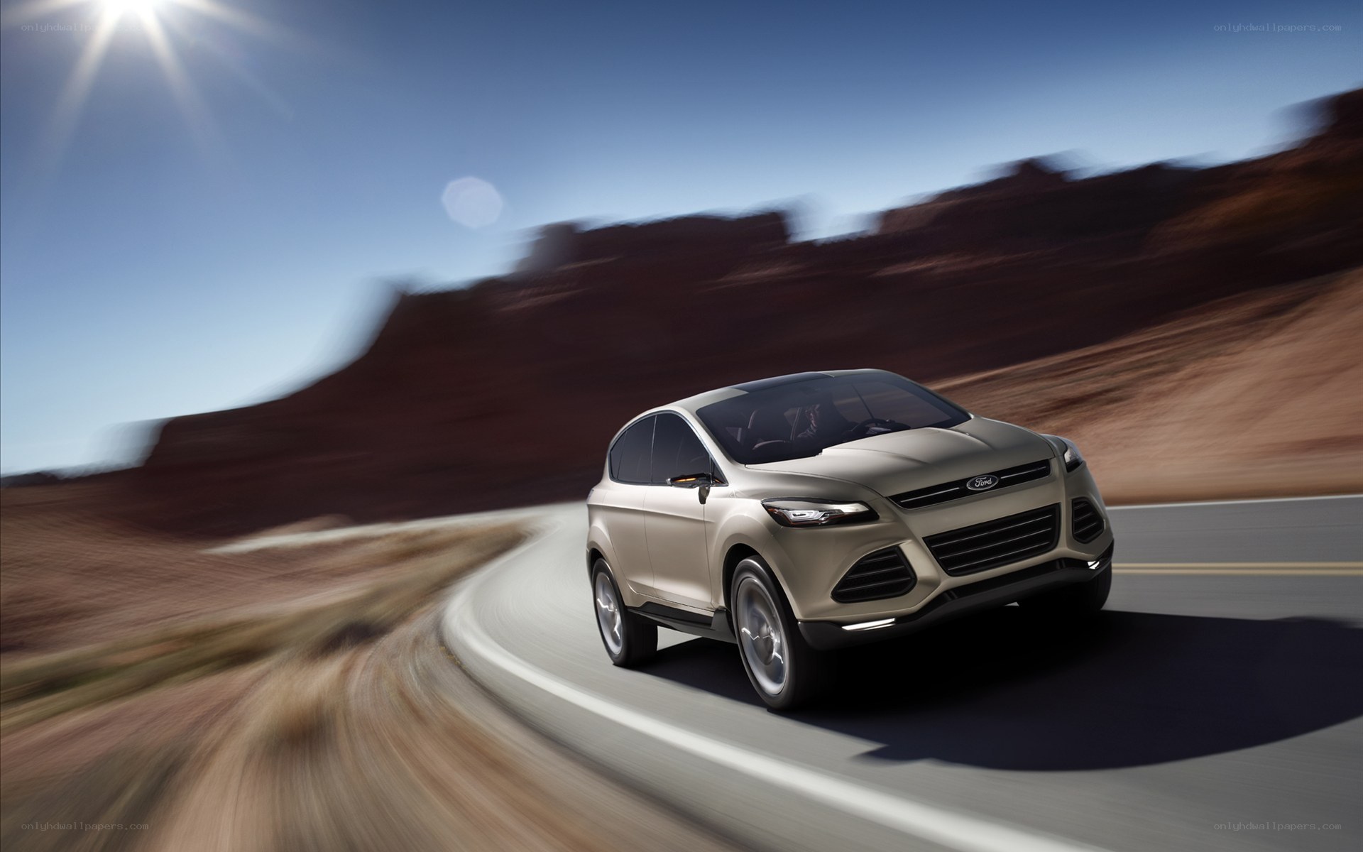 Ford SUV on desert road