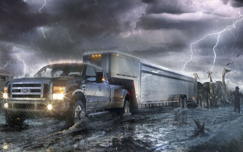 Ford Truck in Storm — Gray, Dramatic