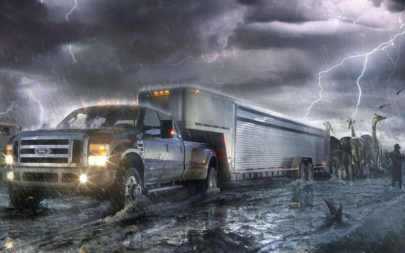Ford Truck in Storm — Gray