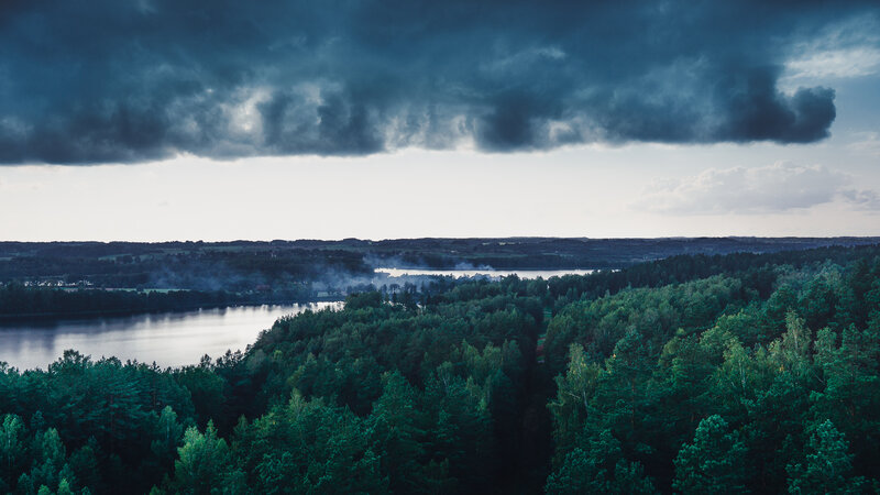 Forest and Lake Landscape — Green, Dramatic
