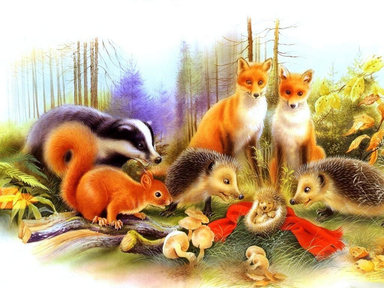 Forest animals gathering