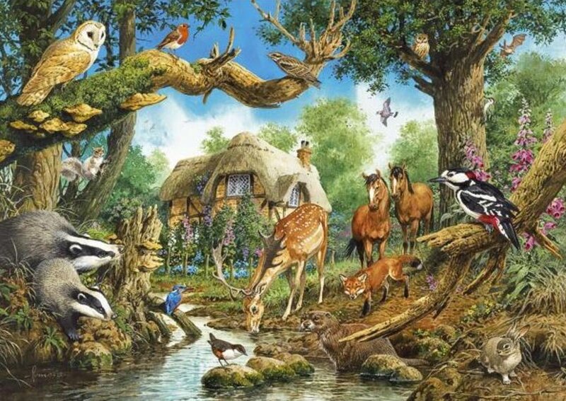 Forest Animals Gathering — Green