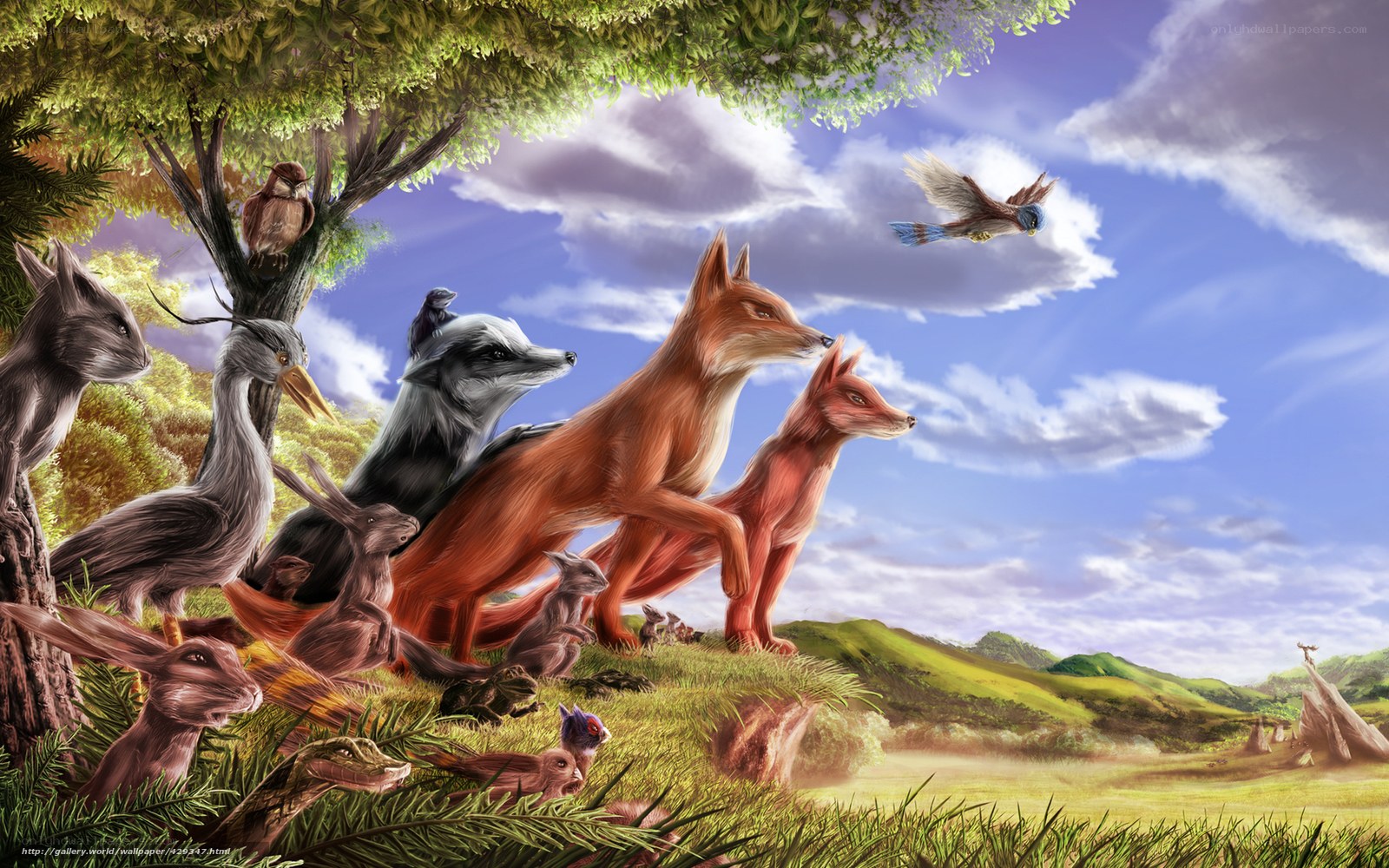 Forest animals gathering