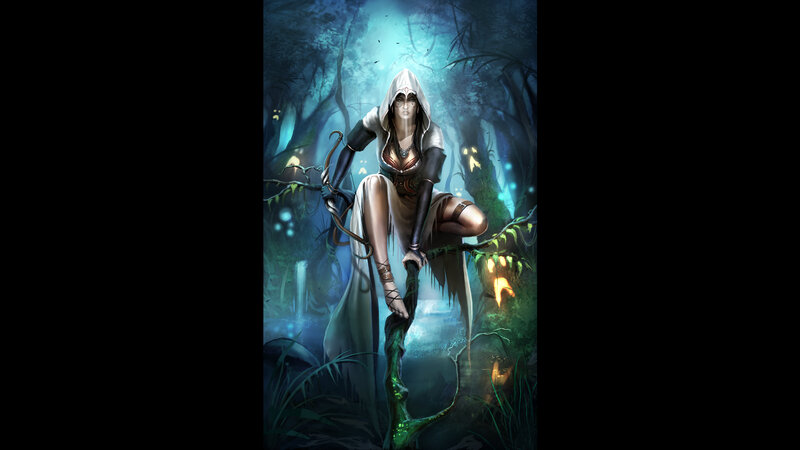forest archer in hooded cloak