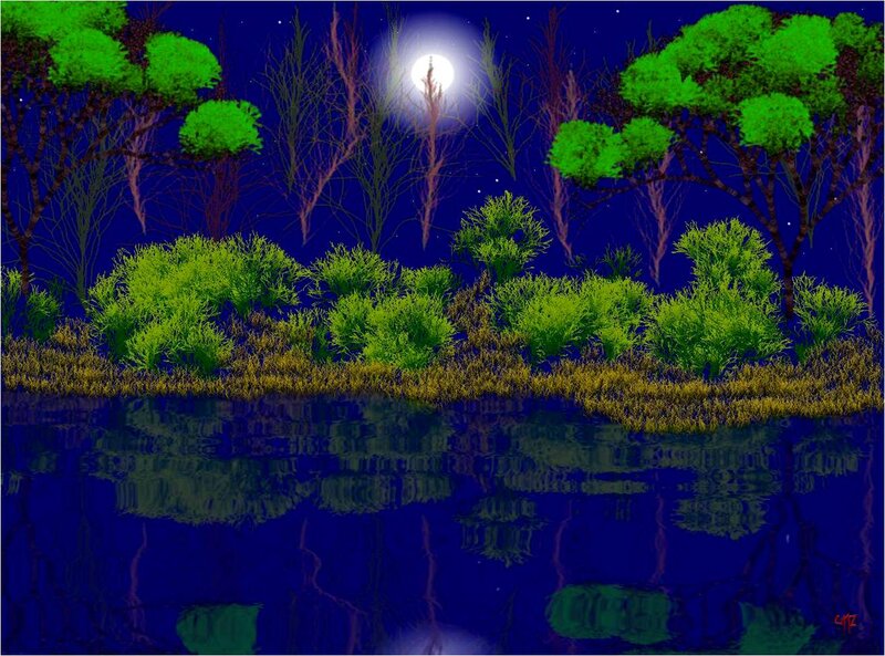 Forest at Night — Blue, Serene