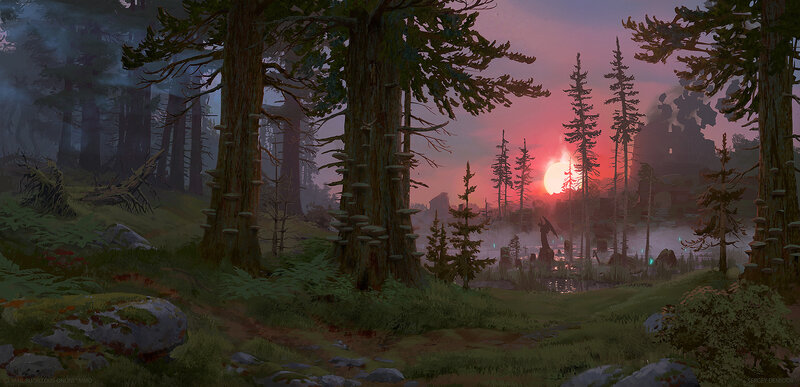 Forest at Sunset — Purple, Dramatic