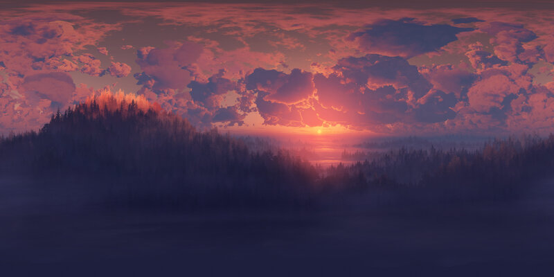 Forest at Sunset — Purple, Serene