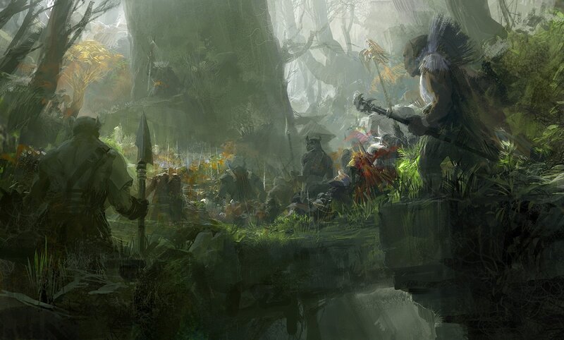 Forest battle scene