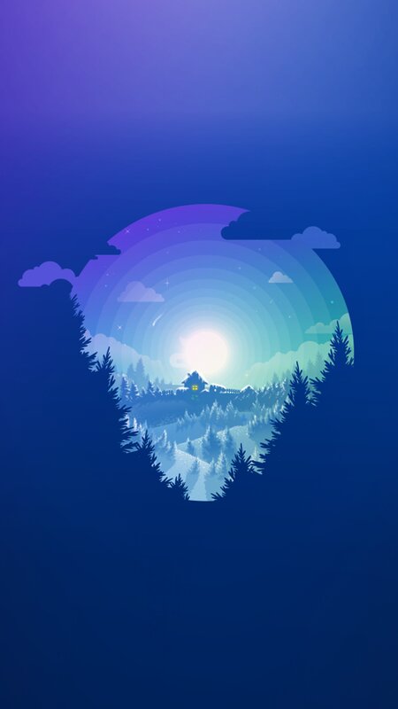 Forest Cabin at Night