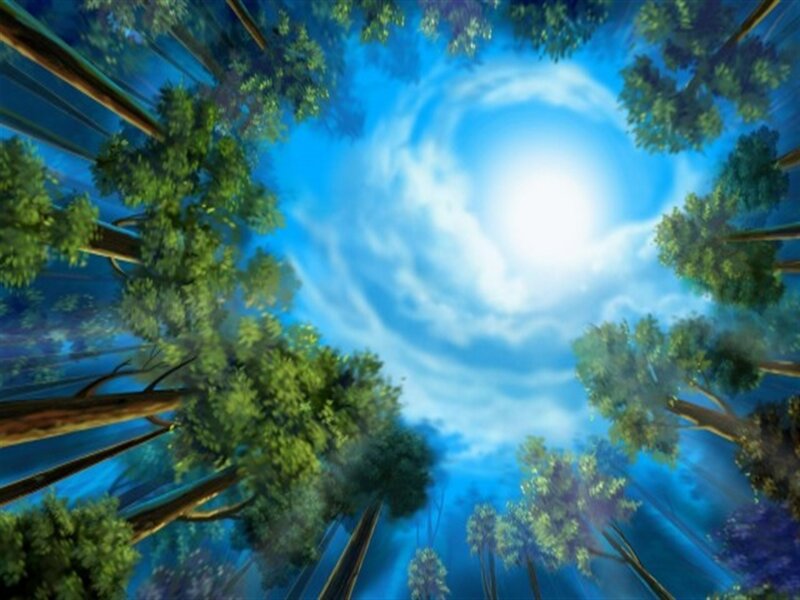 Forest Canopy View — Blue, Serene, Afternoon, Digital Art