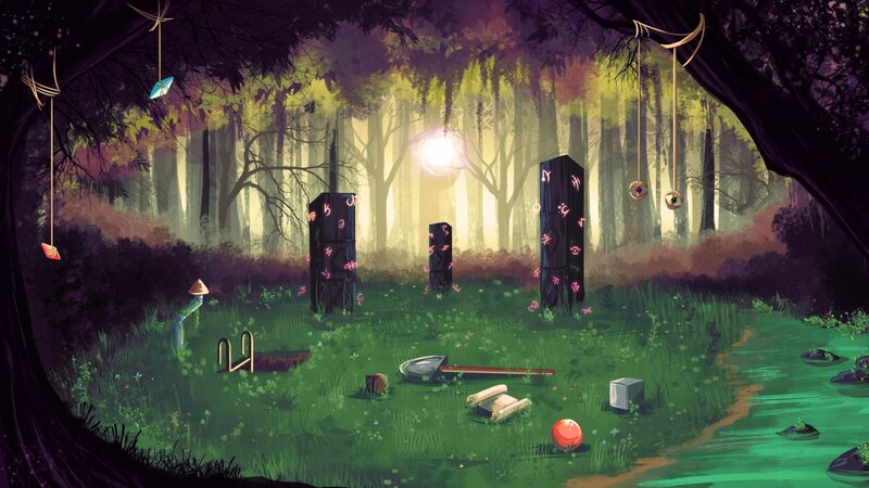 Forest Clearing with Stones