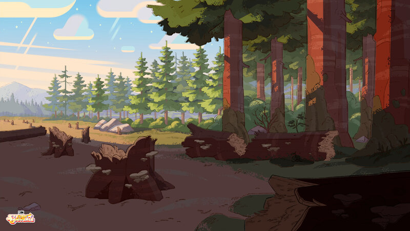 Forest Clearing with Stumps — Green