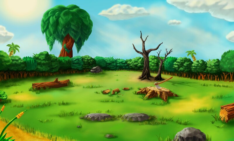 Forest Clearing with Stumps