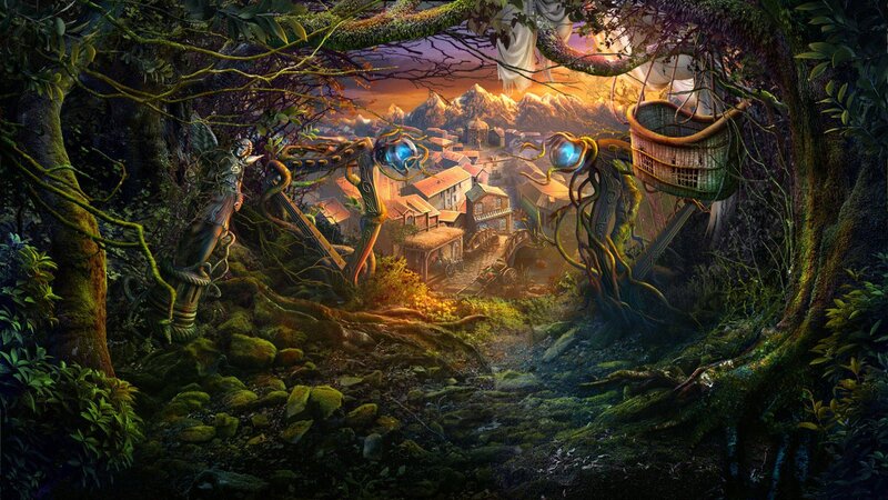 Forest Clearing with Village