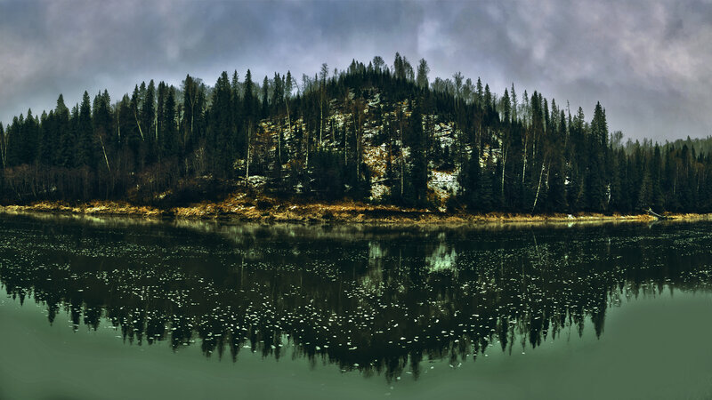 Forest-covered Hillside — Green, Dramatic