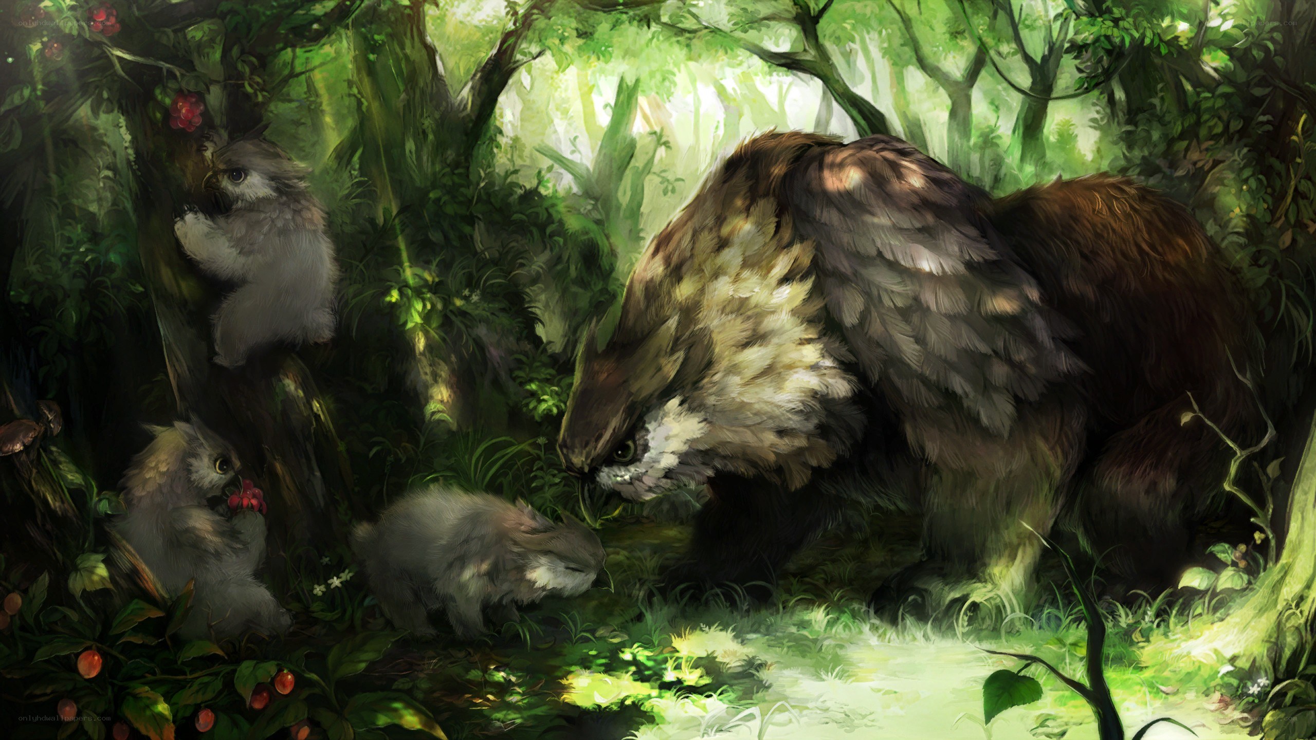 Forest creatures in a lush glade