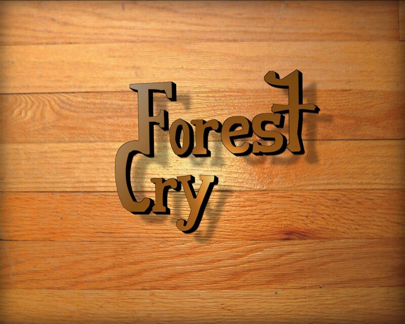Forest Cry logo on wood