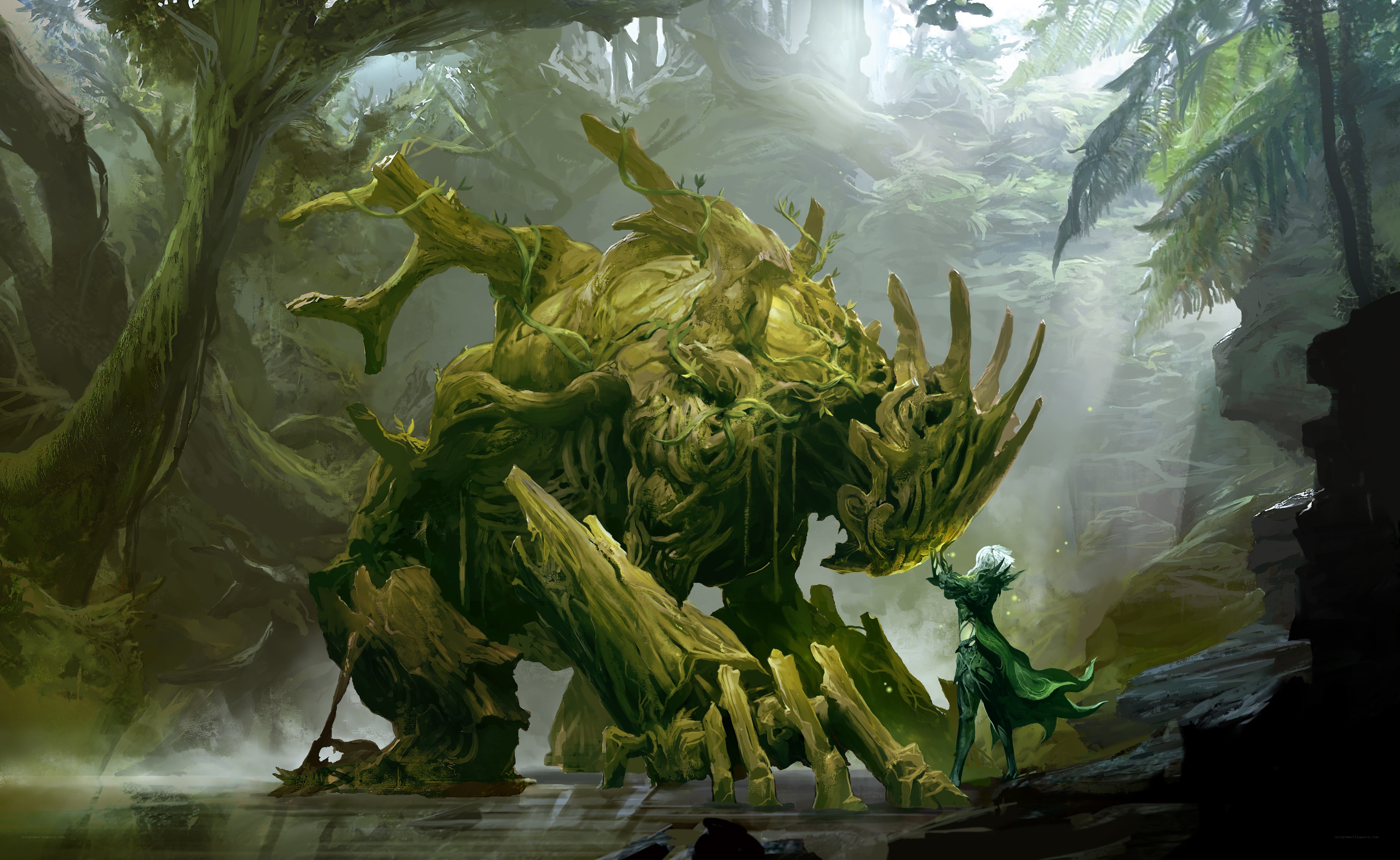 forest guardian confronts traveler
