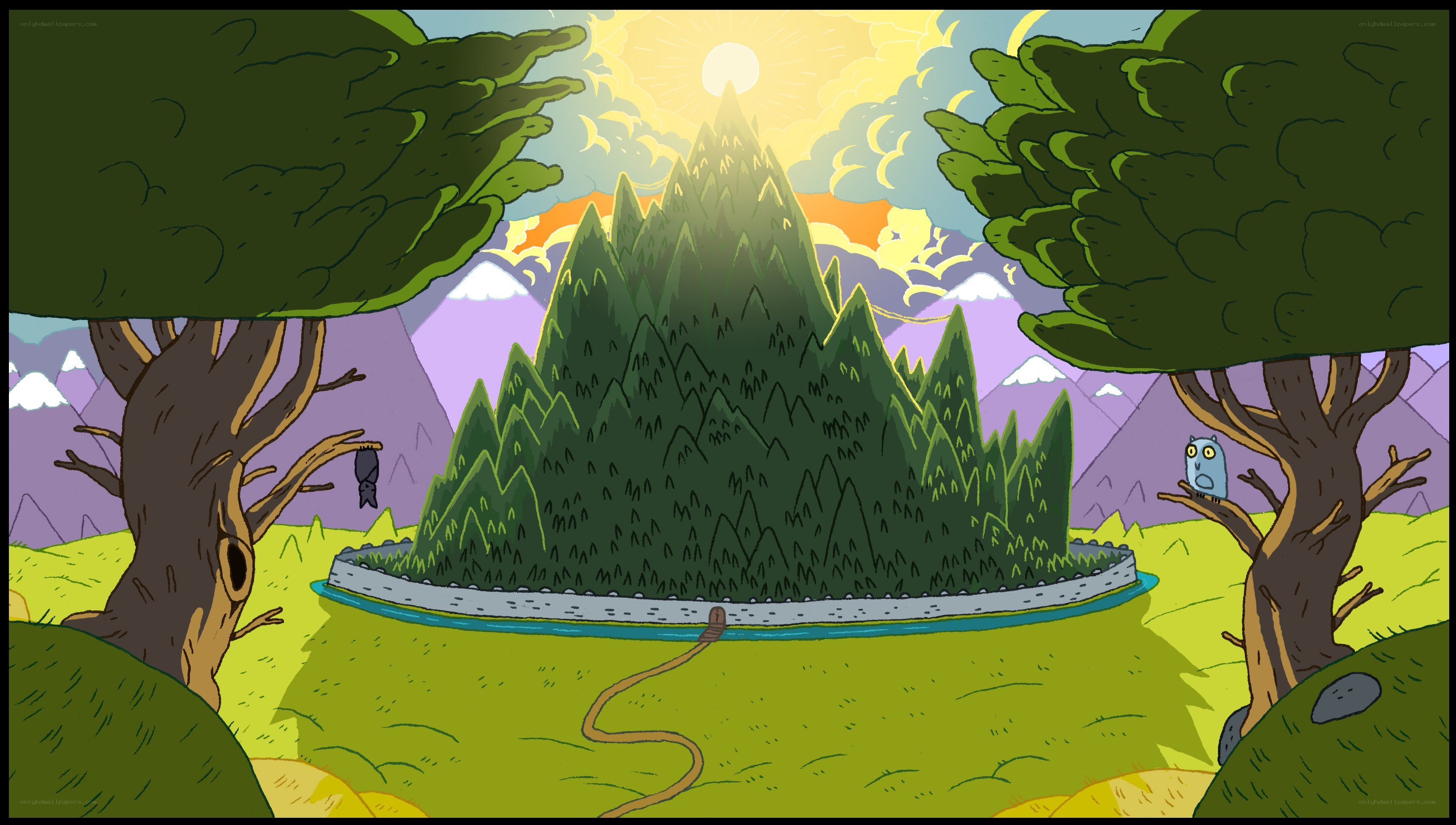 forest island at sunrise