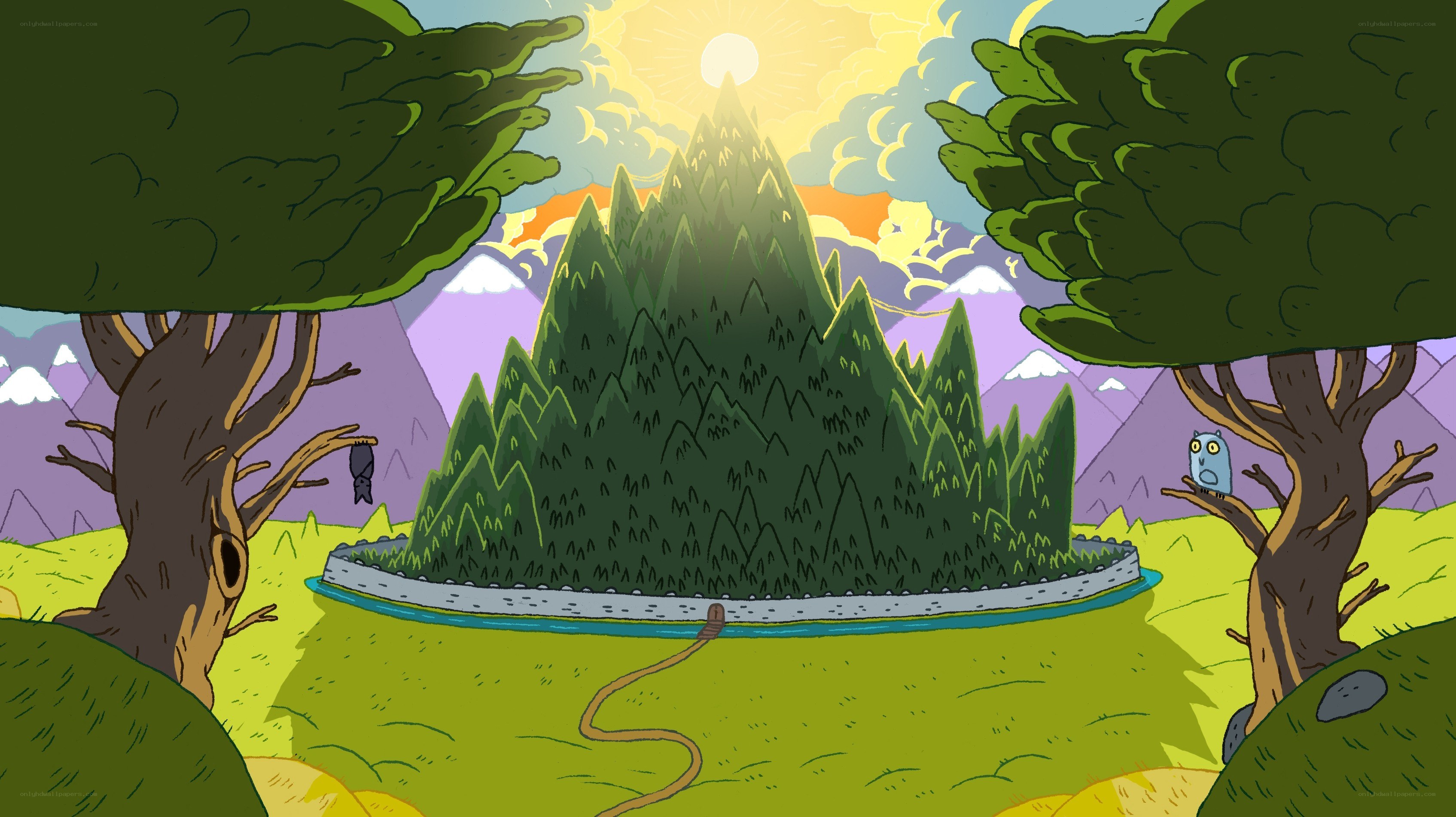 forest island at sunrise