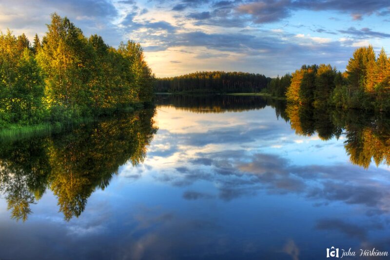 Forest Lake at Sunset — Blue, Serene