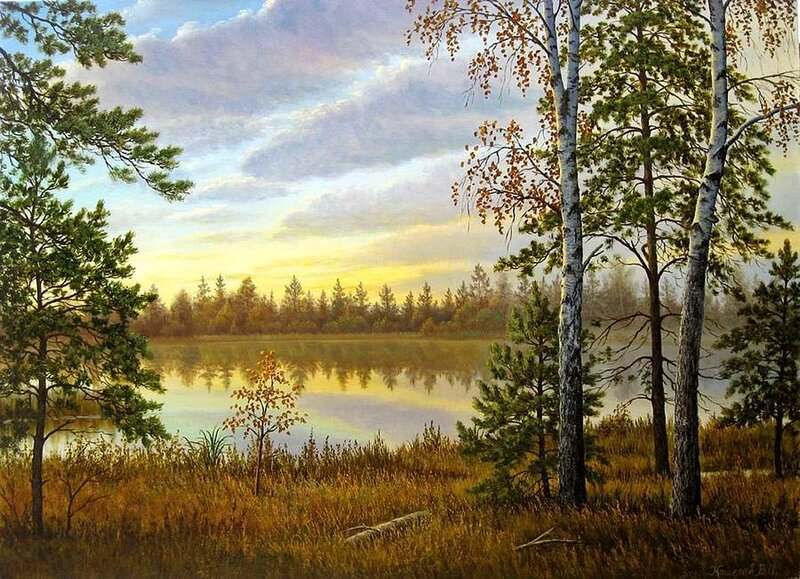 Forest Lake at Sunset — Yellow