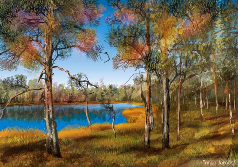 Forest Lake Landscape — Blue