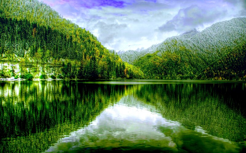 Forest Lake Reflection — Green, Serene, Photograph