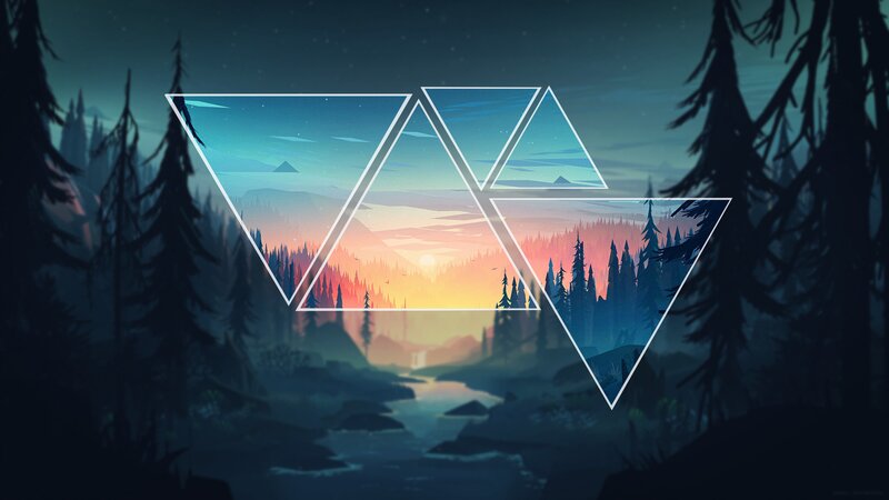 Forest Landscape at Dusk — Blue