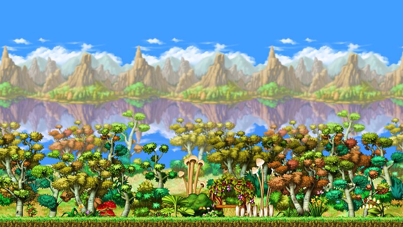 Forest Landscape with Mountains — Green, Serene