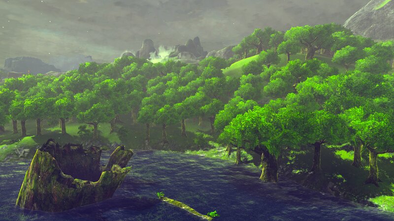 Forest Landscape with River — Green