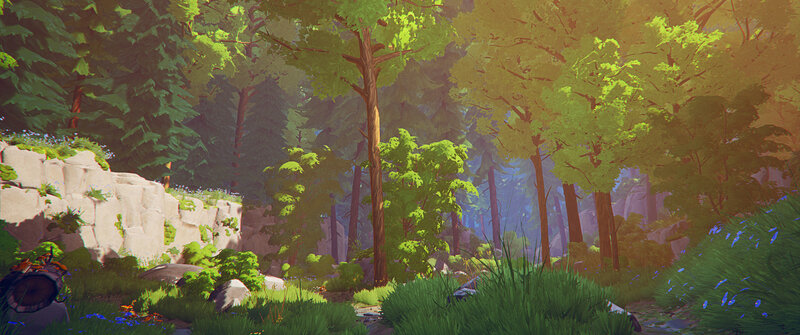 Forest Landscape with Rocks — Green, Serene
