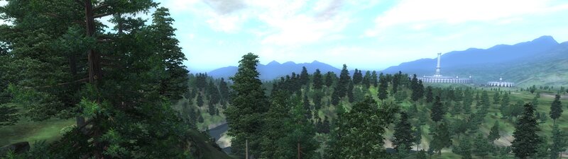 Forest Landscape with Tower — Green