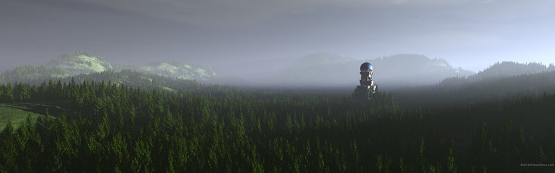Forest landscape with tower