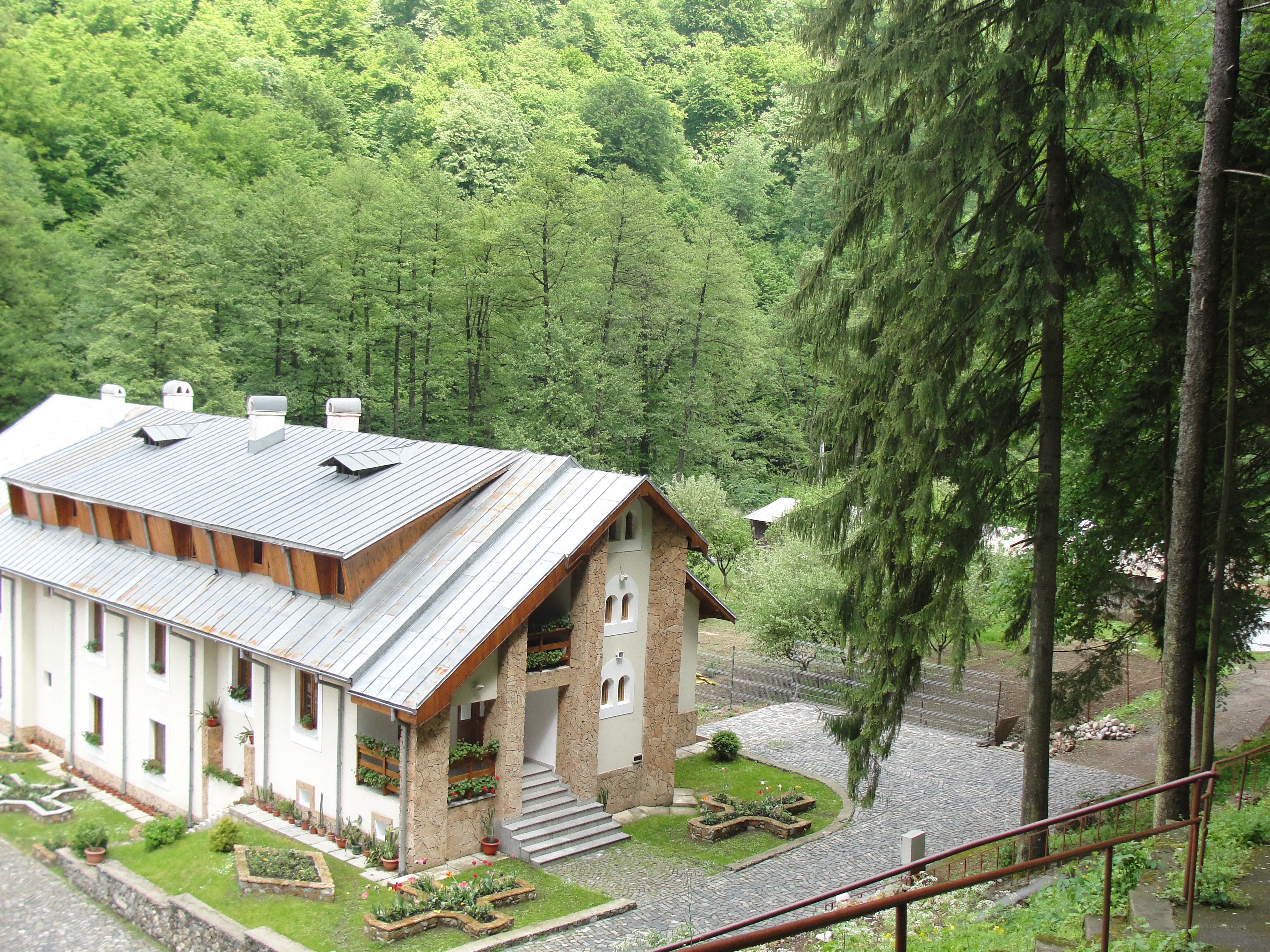 Forest lodge with stone facade